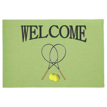 

Fun Doubles Tennis Sport Green Doormat Home Decoration Entry Non-slip Door Mat Rubber Washable Floor mat