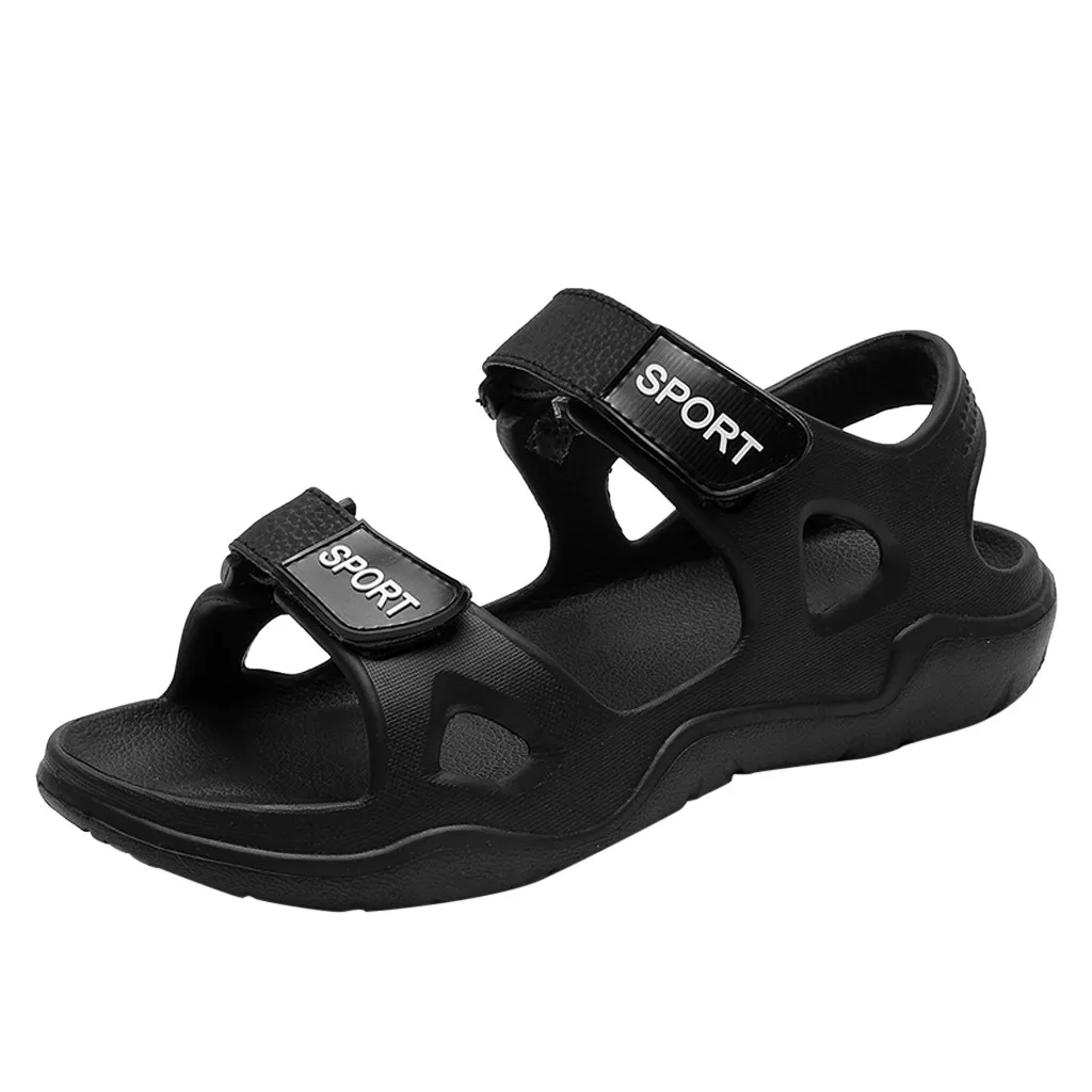 Genuine Leather Shoes Men Sandals Summer Beach Sandals Male Shoes Fashion Cow Leather Man Sandals Black White June 3