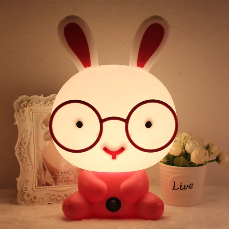 

Creative baby children's room bedroom decoration pet rabbit / cartoon dog bedside table lamp 220V US / EU plug night light gift