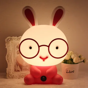 

Creative baby children's room bedroom decoration pet rabbit / cartoon dog bedside table lamp 220V US / EU plug night light gift