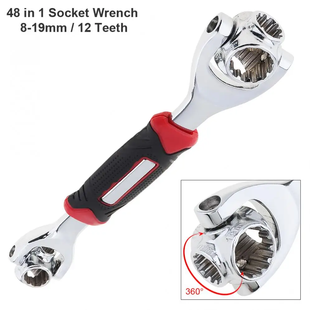

48 In 1 Multi-function 360 degrees Rotary 8-19mm Torque Socket Wrench with 12 Teeth Type for Furniture Car Repair