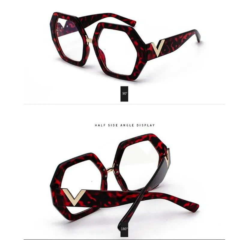 Капелус шестиугольные очки женские модные солнечные очки прозрачные плоские очки 1914