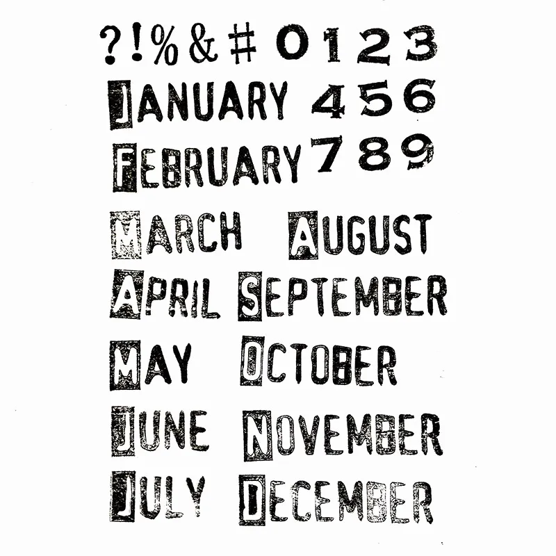 

Month Numbers Letters Rubber Clear Stamps Silicone Seals for DIY Scrapbooking/Card Making/Diary Book/Paper Maker Decor Stencil