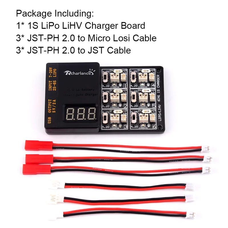 S 1 S Lipo В 3,8 в LiHv батарея зарядное устройство доска 6 в 1 зарядки концентратор с JST и Micro Losi кабель для KINGKONG/LDARC крошечные 6 7 мини Drone