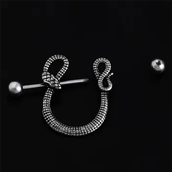 

Snake Type Stainless Steel CZ Moon Bar Barbell Nipple Ring Piercing Bar Lips Body Piercing Jewelry