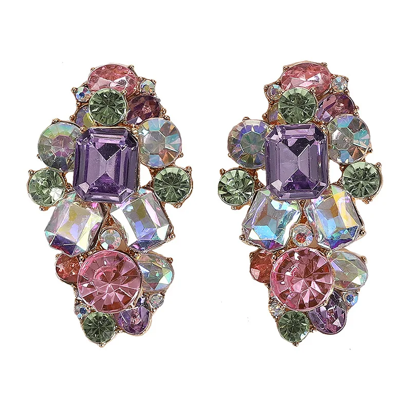 

GEREIT 2019 Trendy Women ZA Crystal Stud Earrings for Women Wedding Colorful Bohemian Bridal Gifts Statement Earrings Jewellery