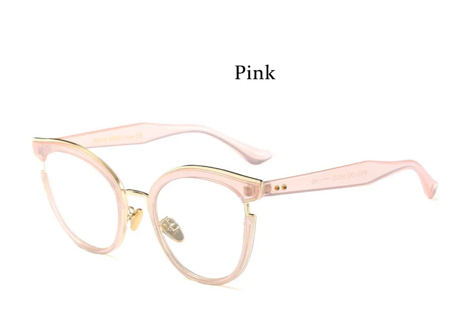 Модные очки, оправа для женщин, модные кошачьи глаза, компьютерные очки для женщин, Ретро стиль, круглые розовые прозрачные линзы, оправа для очков, прозрачная - Цвет оправы: Pink