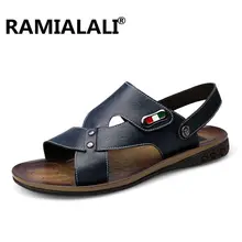 Ramialali/мужские сандалии; летние сандалии из натуральной кожи; новая пляжная мужская повседневная обувь; уличные сандалии; большие размеры 37-47