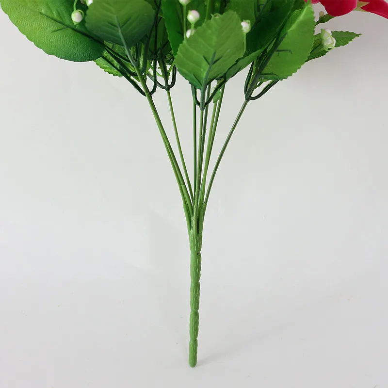 Flone Multicolor Artificial Lily Flower Fake Plastic Silk Flowers Bridal Bouquet Wedding Wreath Home Party Decor Art Floral (18)
