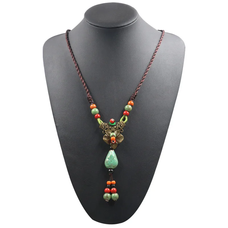 Ethnic Necklace For Women Big Long Bohemian Boho Necklaces Long Flower