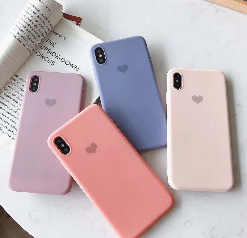 

For Solid color small love TPU soft shell iPhoneX/XR mobile phone shell Xs Max apple 8/7plus soft set 6s girl protective shell