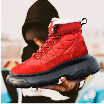 

Outdoor Men's Winter Sneakers Plush Keep Warm Medium Cut Snow Boots Sport Running Shoes for Men Antiskid Shoes Zapatillas