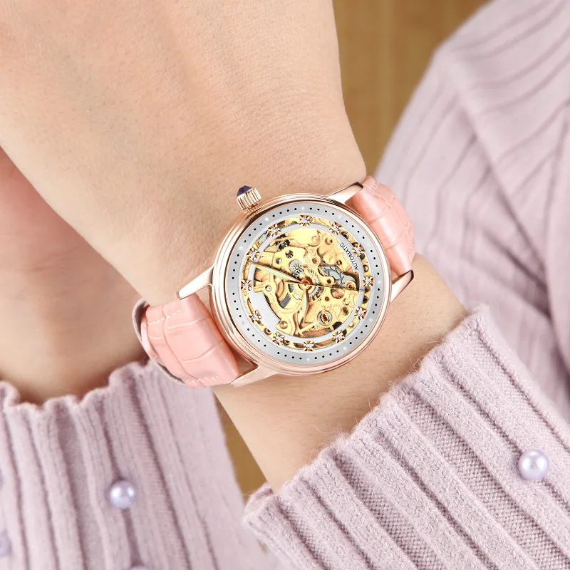 SOLLEN Brand Fashion Luxury Women Watches Lady Watch Gold Automatic Mechanical Wrist Watch Leather Ladies Watches Gifts Present SOLLEN Brand Fashion Luxury Women Watches Lady Watch Gold Automatic Mechanical Wrist Watch Leather Ladies Watches Gifts Present