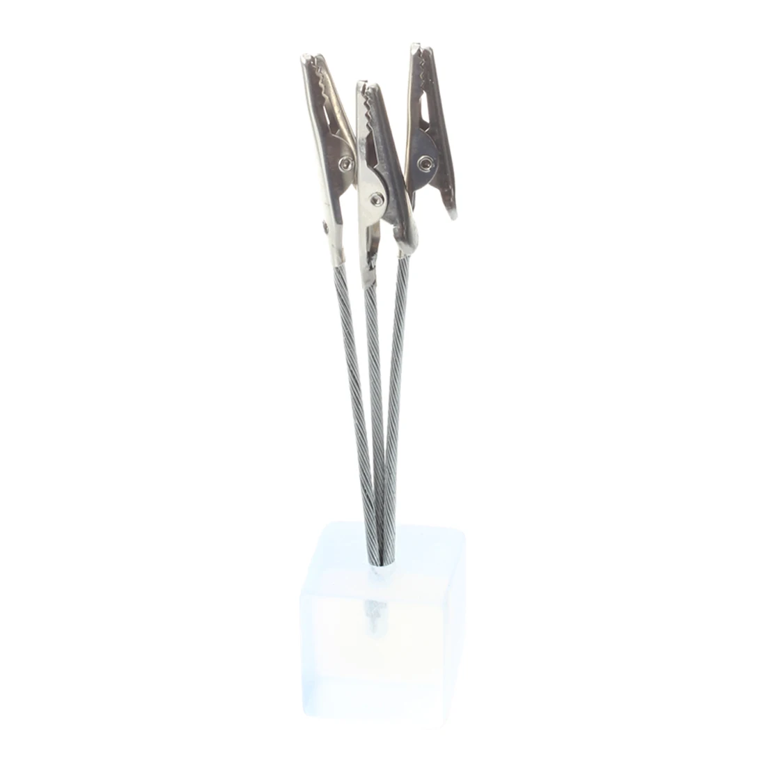 

3 Clips Wire Memo Holder Paper Note Clip Cube Base