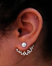 Spalking Crystal Jacket Flower Stud Earrings For Women fashionJewelry Double Sided Gold Silver Plated earrings 5169