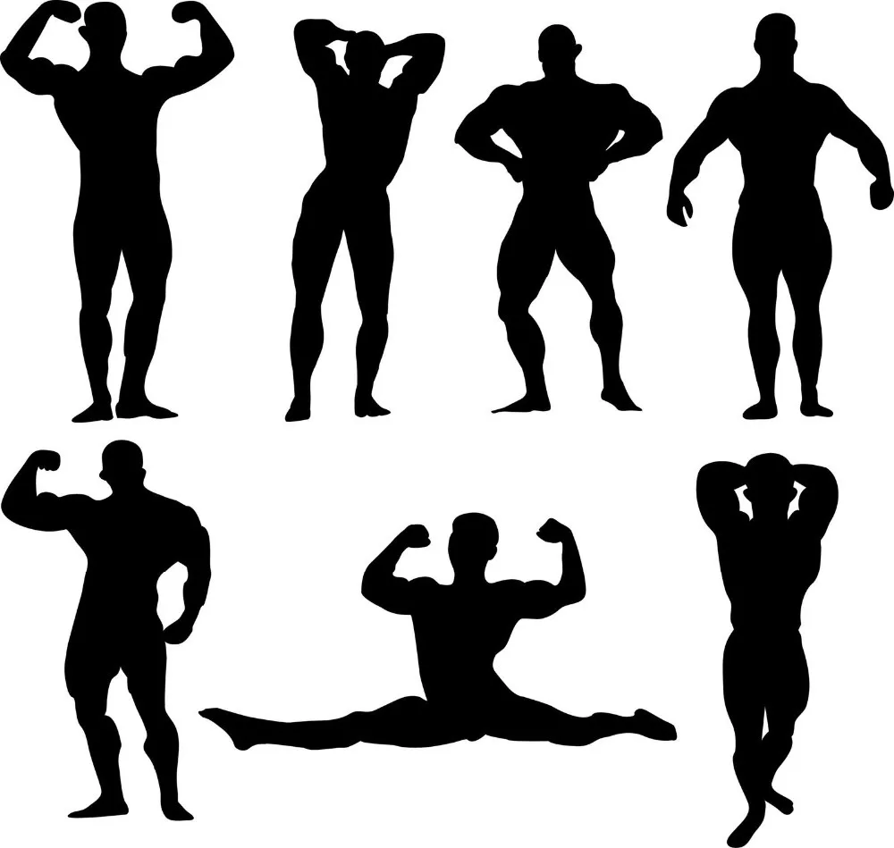 Buy Muscle Men Silhouette Vinyl Wall Decal Big Muscles