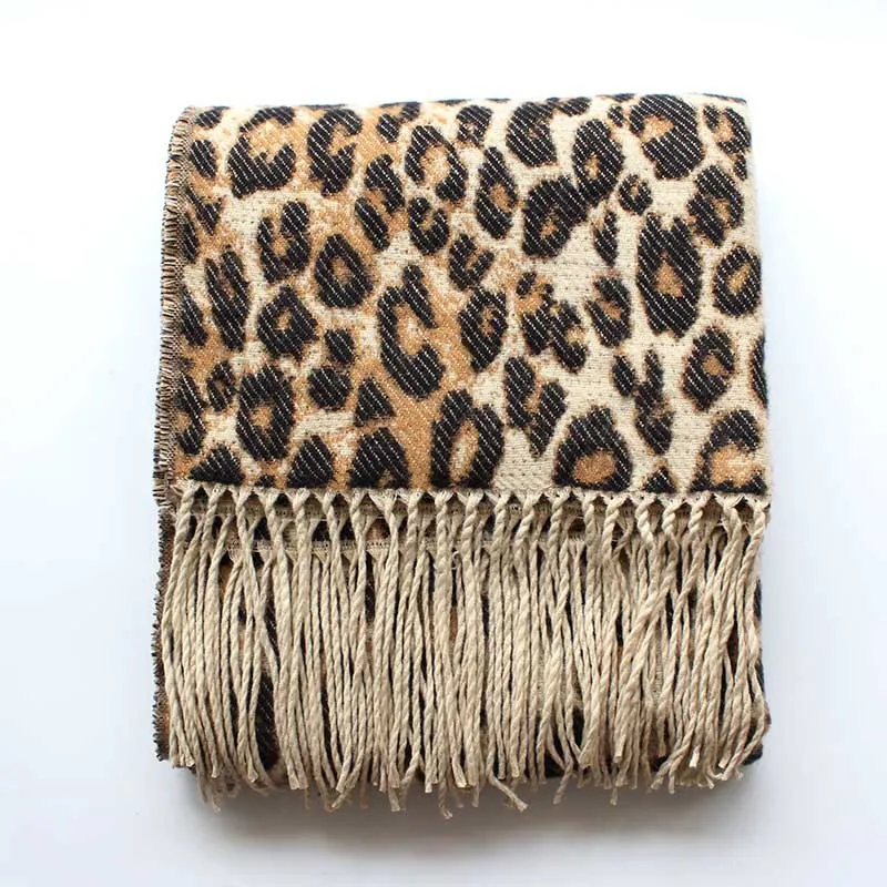 

[Lakysilk]New 2018 Winter Women Scarf Cashmere Leopard Print Shawls & Wraps Warm Soft Tassel Hijab scarves Girls Foulard Femme