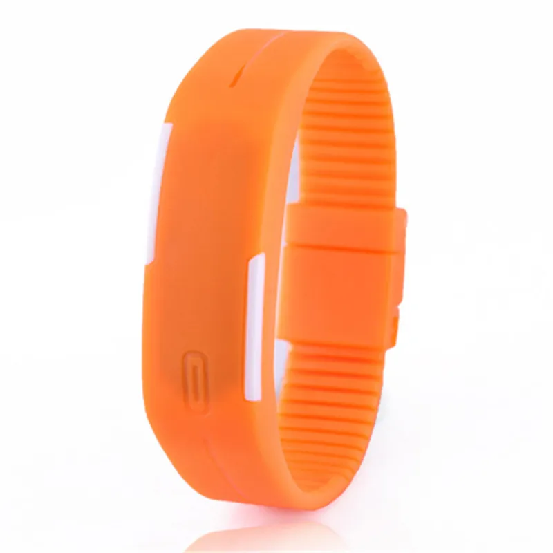Карамельный цвет Для Мужчин's Для женщин часы Резиновая светодиодный дети часы Дата Браслет цифровой спортивные наручные часы для студентов - Цвет: orange