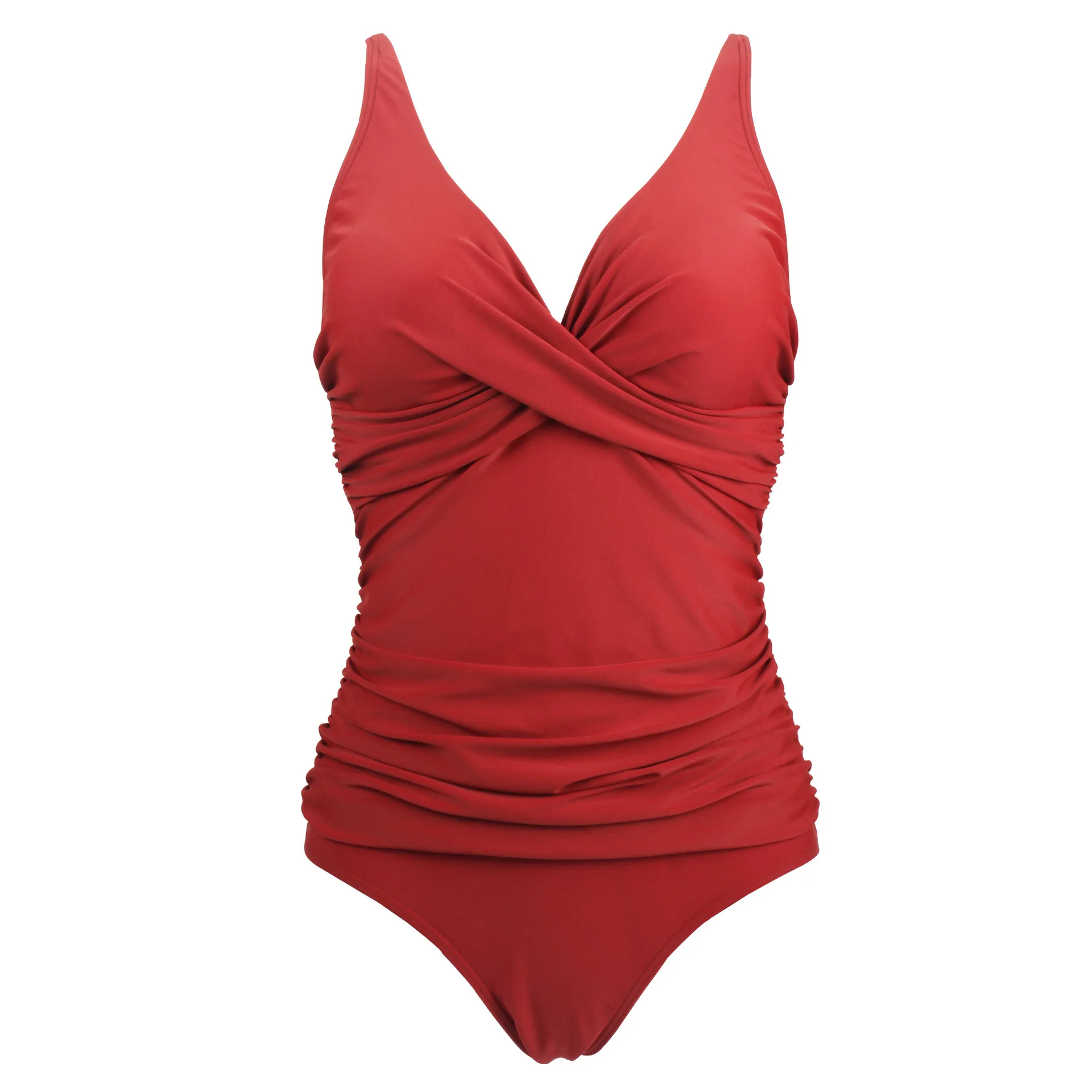 Solid Simple Burgundy Women One piece Swimsuit Swimwear Push Up