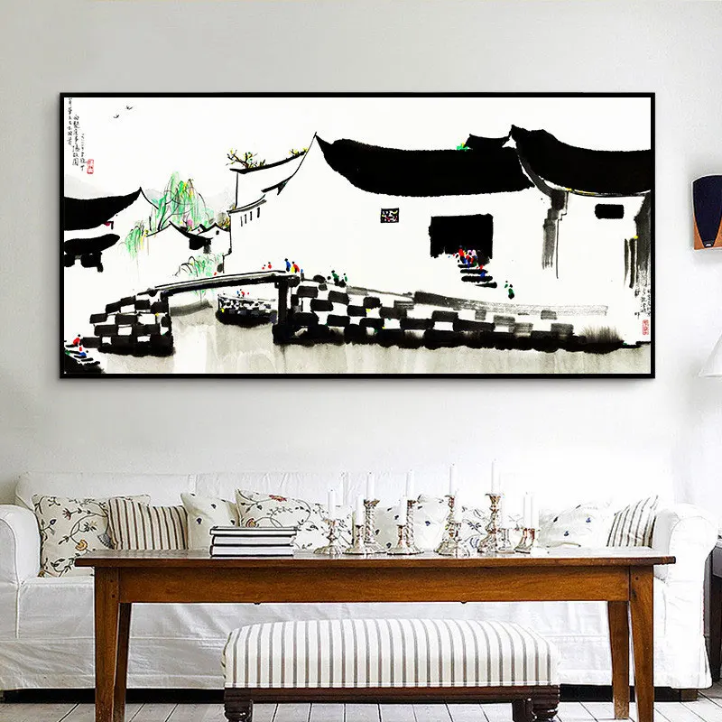 The-Copy-Paintings-Of-Chinese-Famous-Artist-Wu-Guanzhong-s-Masterpiece-Motherland-Swan-Two-Swallowes-Riverside-(1)