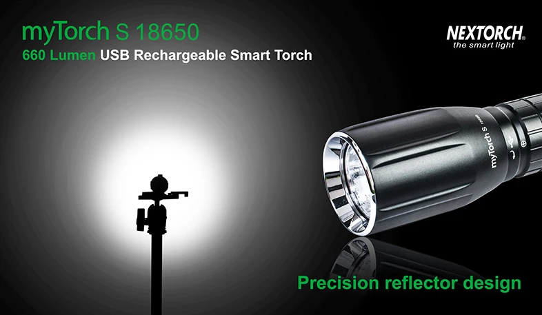 NEXTORCH myTorch S 18650 660 люмен Стандартный IPX7 водонепроницаемый ударопрочный ультра яркий для юсб перезаряжаемый светодиодный умный фонарик
