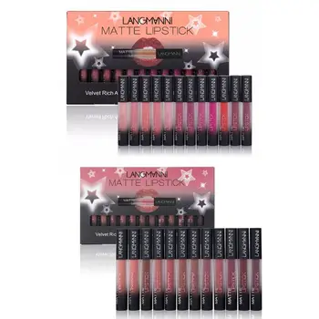 

LANGMANNI 12Pcs Matte Lip Gloss Makeup Set for Girls Women Waterproof Long-Lasting Moisturizing Cosmetic Lipsticks