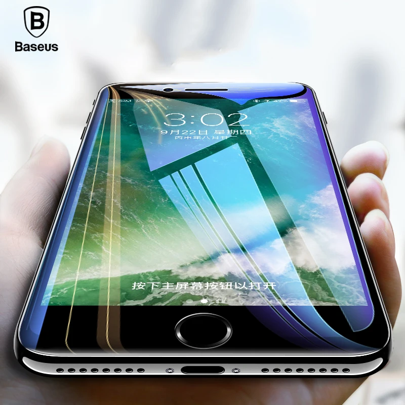 Goedkoop Baseus 0.3mm Screen Protector Gehard Glas Voor iPhone 7 8 Plus Glas 7D Soft Gebogen Volledige Cover Beschermende Gehard glas Film