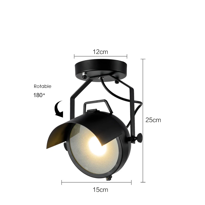 Лофт промышленная шляпа/Кепка в форме потолочного светильника трек-светильник s Бар одежда ретро трек-лампа винтажный поглощающий купольный светильник Светодиодный точечный светильник - Испускаемый цвет: ceiling 1 light