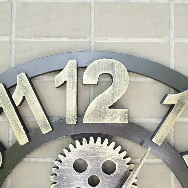 Настенные часы Ретро деревенские декоративные Роскошные 3D часы художественная большая шестерня деревянные винтажные большие настенные часы на стену ручной работы 30-50 см