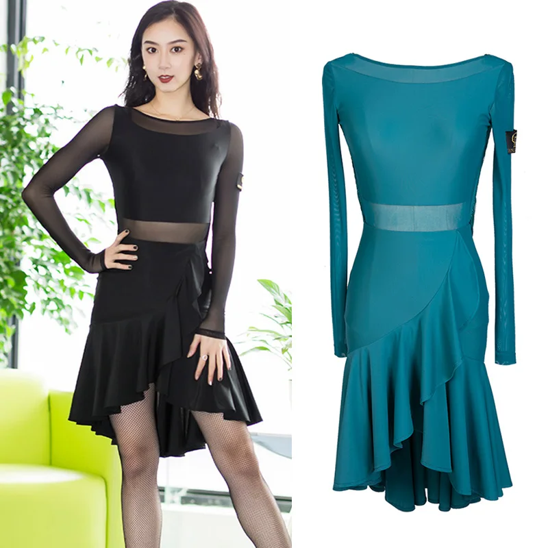 2019 New Latin Dancing Dress For Women Sexy Plus Size Salsa Dance Practice Dresses Ladies Danse Latine Competition Dress DWY1222