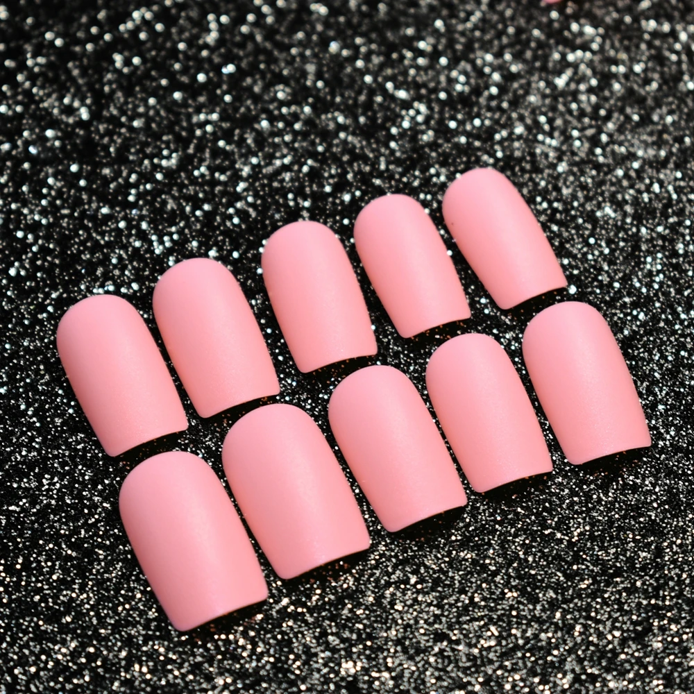 Hot Peach Pink Matte Acrylic Nails Medium Full Cover Flat Fake Nail Hot Peach Pink Matte Acrylic Nails Medium Full Cover Flat Fake Nail