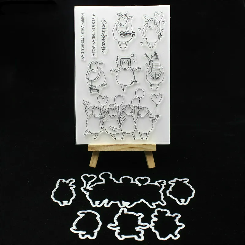 

Cute sheeps Transparent Clear Stamp and cutting die for DIY scrapbooking/Card Making C012