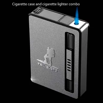 

Metal Creative Cigarette Accessorie Windproof Gas Lighter Automatic Flameless Portable Cigar Box Smoking Cigarette Lighter