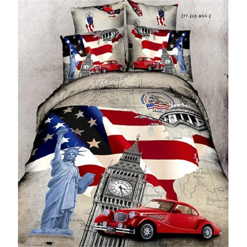 

100% Cotton 3d Flower Printing Bedding set 4pcs King Bed Linen/Bed Sheet 220*240cm Duvet Cover Pillow covers 133*72 high density