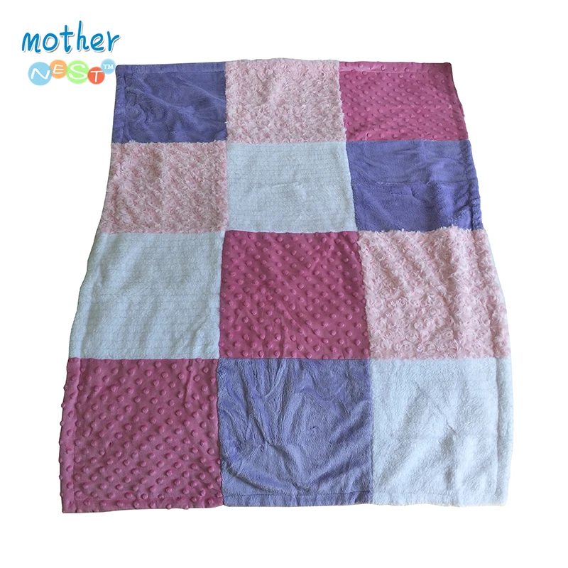 Многотканевое одеяло с 12 панелями, текстурированное одеяло в горошек для малышей, 30x40in, Двухслойное флисовое лоскутное одеяло, мягкий чехол для коляски