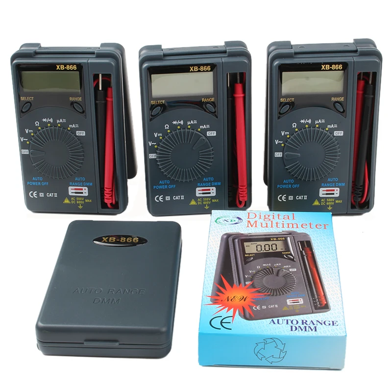 

LCD Multimeters Auto Range Digital Multimeter Voltmeter Tester Tool AC DC Pocket Mini Professional Meter Test 1.5V XB866
