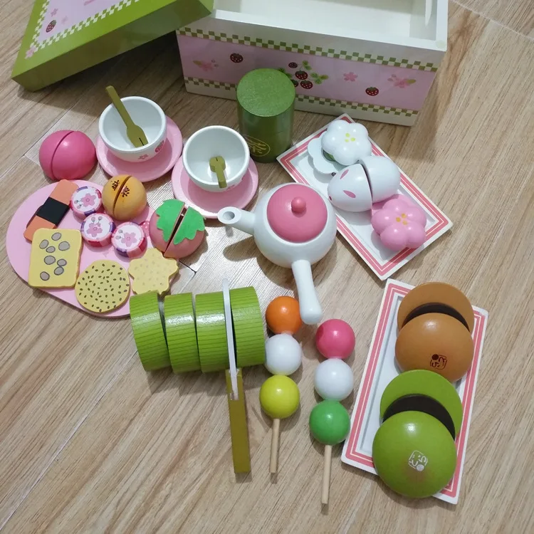 Дети ролевые игры игрушка деревянная Клубника день чай зеленый кондитерские изделия детский подарок на день рождения деревянные игрушки