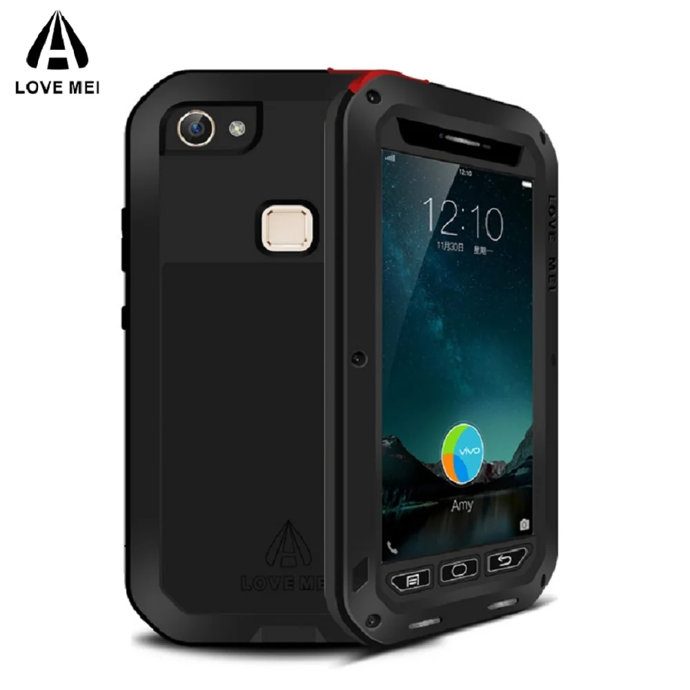 

LOVE MEI Shockproof Case For BBK vivo X6 Aluminum Metal Armor Phone Case Cover For vivo Xplay5 Xshot Tempered Glass Protective