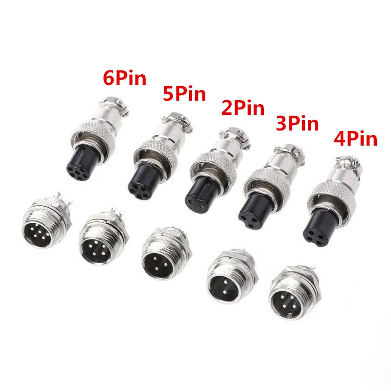 GX12 Aviation Plug Male+Female Panel Cable Metal Connector 2/3/4/5/6Pin 12mm