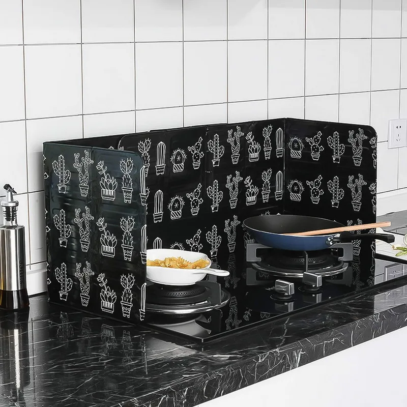 

Cactus Printed Aluminum Foil Oil Block Oil Barrier Stove Cook Anti-Splashing Oil Baffle Heat Insulation Kitchen Utensils