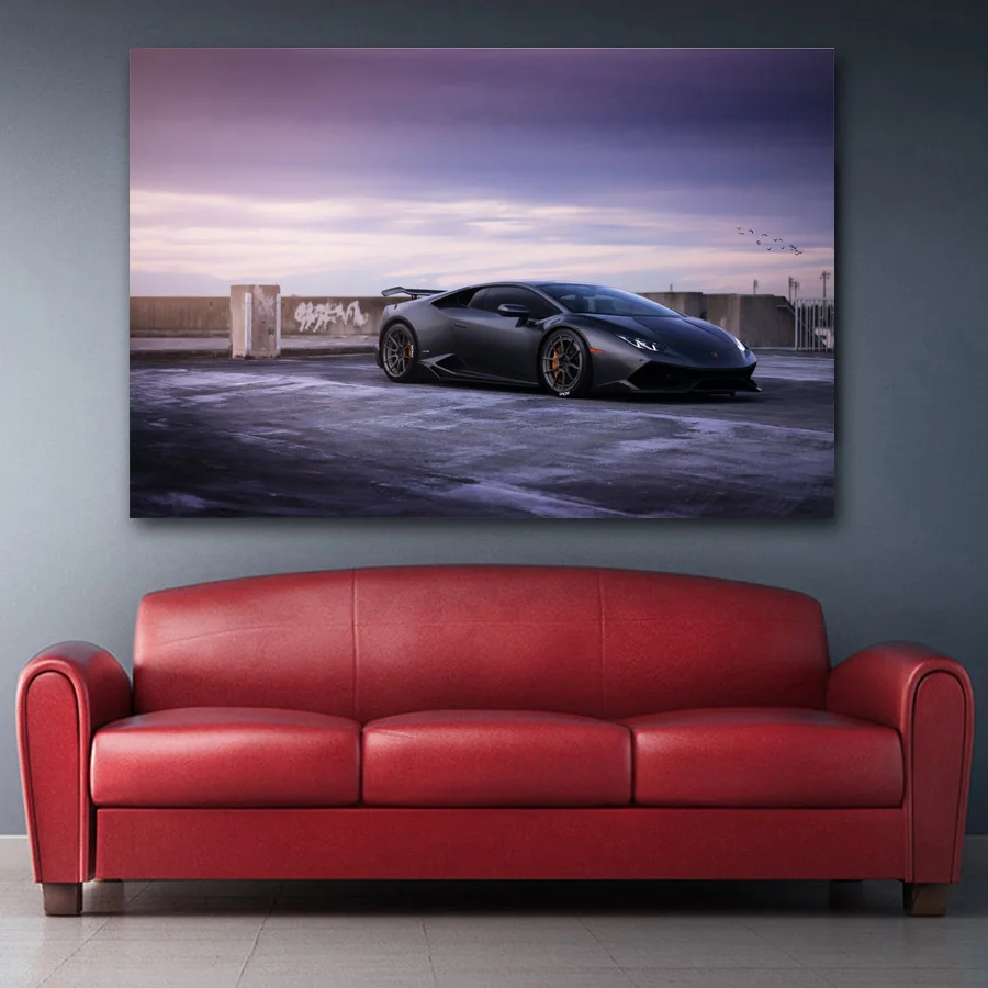 С принтом Тачки Wall Art Huracan черный автомобилей Плакаты и художественная печать на