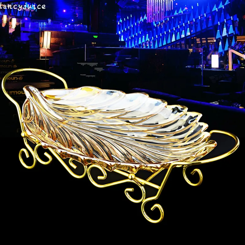 

Glass Fruit Plates Stand Pastry Tray European Style Candy Dishes Cake Desserts Stainless Steel Party Home Decoration