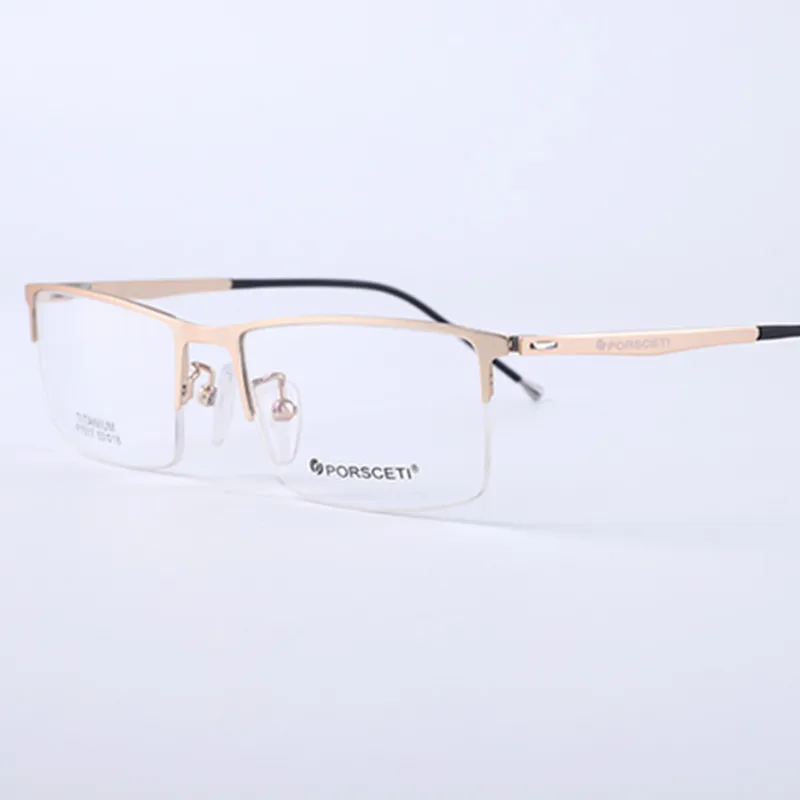 

Pure Titanium Spring Hinges Eyeglass Frames Half Rim myopia Lightweight Glasses eyewear Rx able