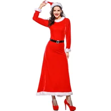2019 new Santa Claus costume red elegant Christmas waist dress Christmas costume one size 2019 new Santa Claus costume red elegant Christmas waist dress Christmas costume one size