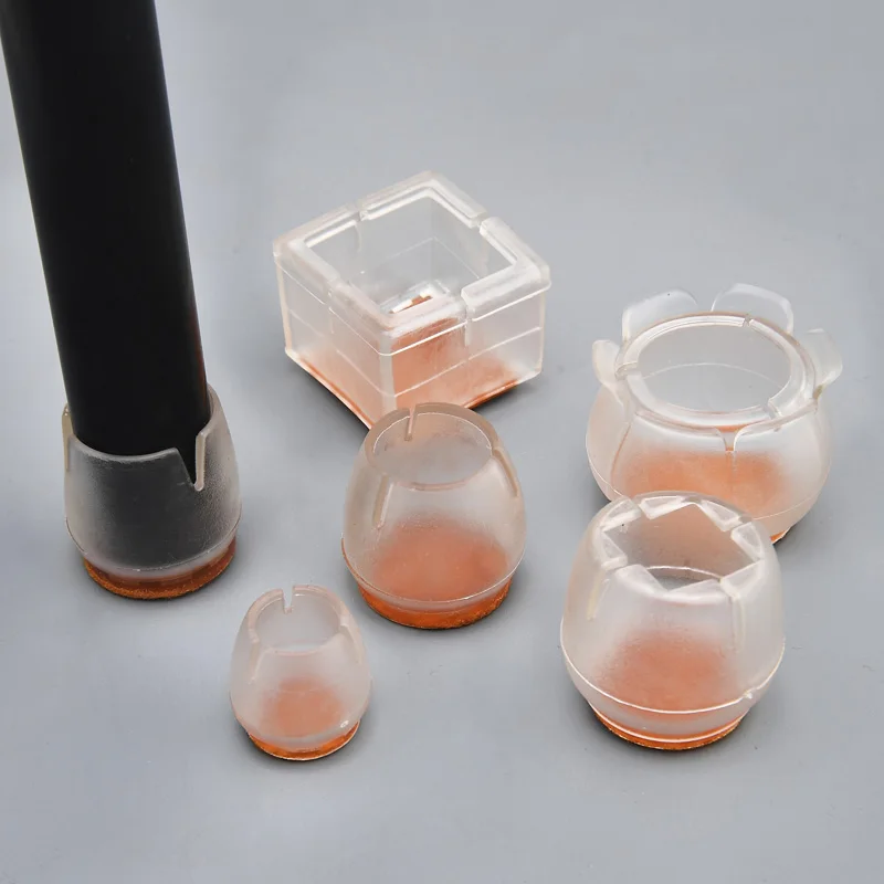 

8pcs Round Bottom Silicone Leg Caps Furnitrue anti vibration pads Wood Floor Square Protectors Non-slip Chair Table Feet Pads