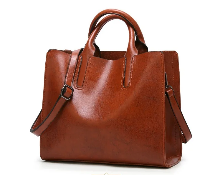 Bolsa feminina de couro de cera de