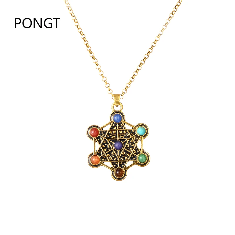 

New reiki natural stones 7 chakra pendant gold chain quartz Healing chakra necklace Health Amulet natural stone pendant