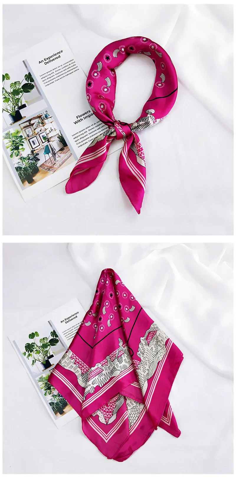 60*60 см квадратный шелковый резинка для волос повязка-шарф элегантный Для женщин голова тощие волосы кабельная стяжка небольшой платок бандана шарф