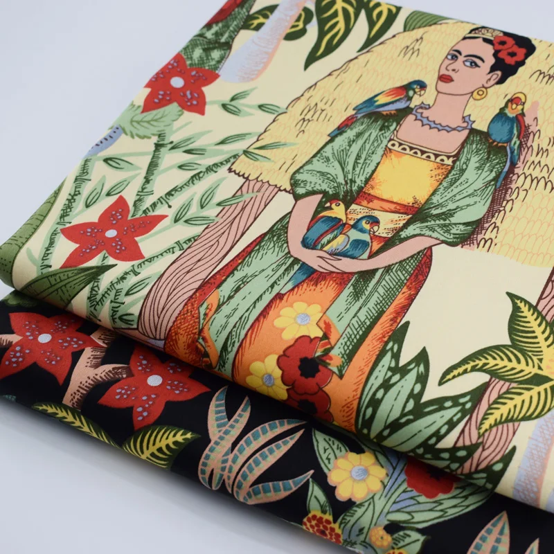 

Freda garden Europe United States retro diy craft stretch twill print cotton poplin fabric for dress tissu au meter bright cloth
