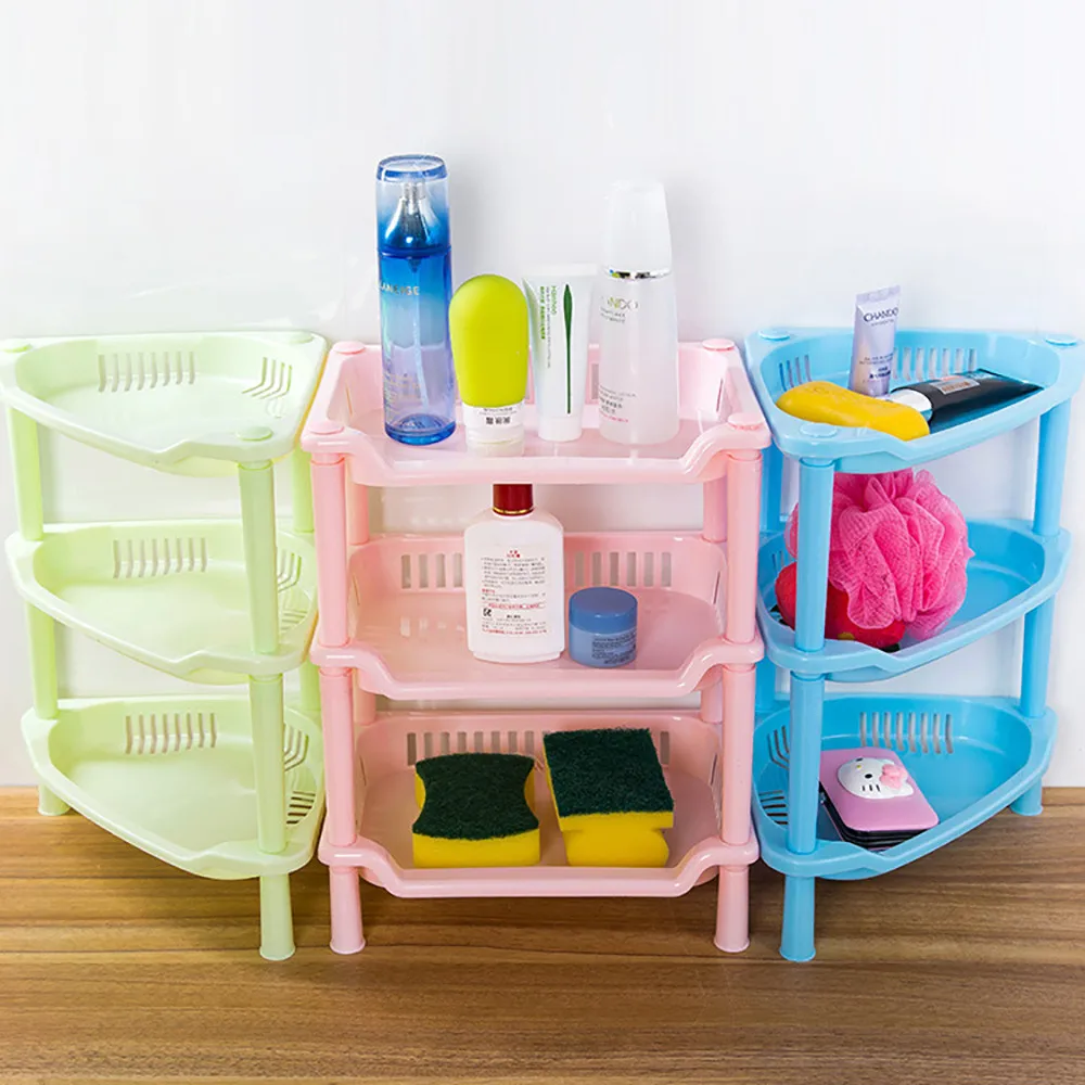 3 Tier Plastic Corner Storage Rack Bathroom Organizer Caddy Shelf